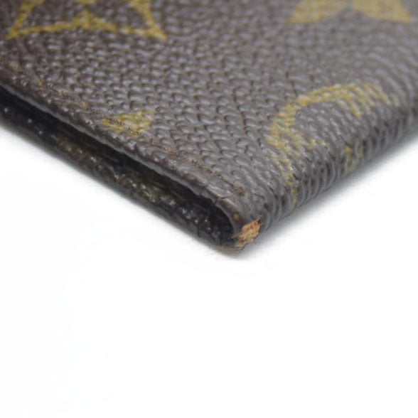 AUCTION $425 Louis Vuitton Monogram Porte 2 Cartes Vertical Pass Card Case Brown 882