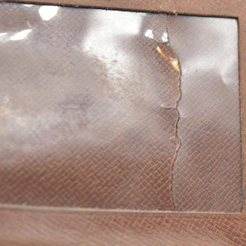 AUCTION $425 Louis Vuitton Monogram Porte 2 Cartes Vertical Pass Card Case Brown 882