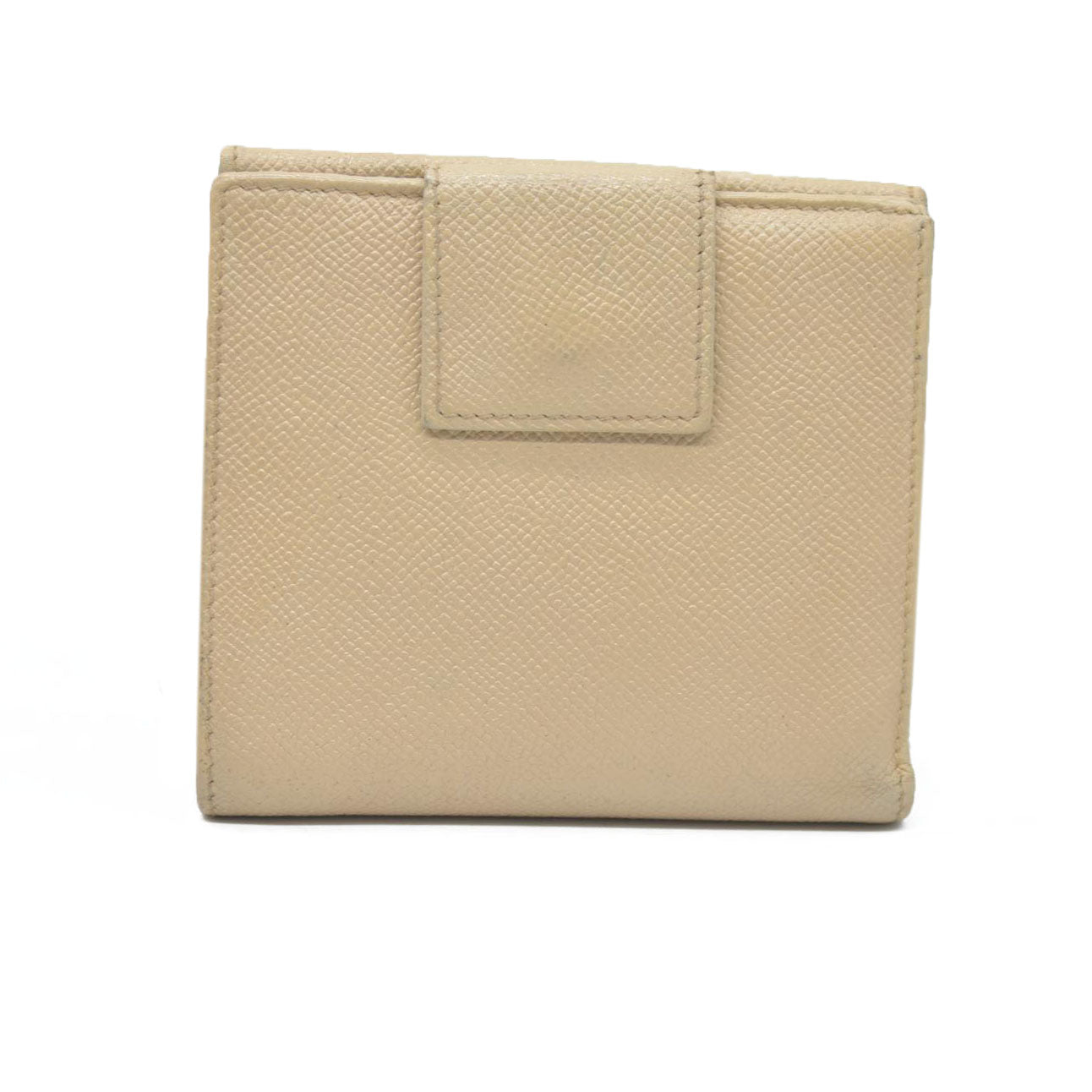 AUCTION $640 BVLGARI BVLGARIBVLGARI Leather Bifold Wallet Beige
