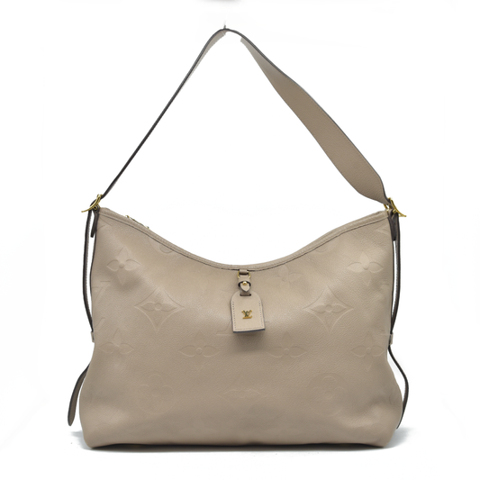 $3400 Louis Vuitton Empreinte Monogram Giant CarryAll MM Tourterelle