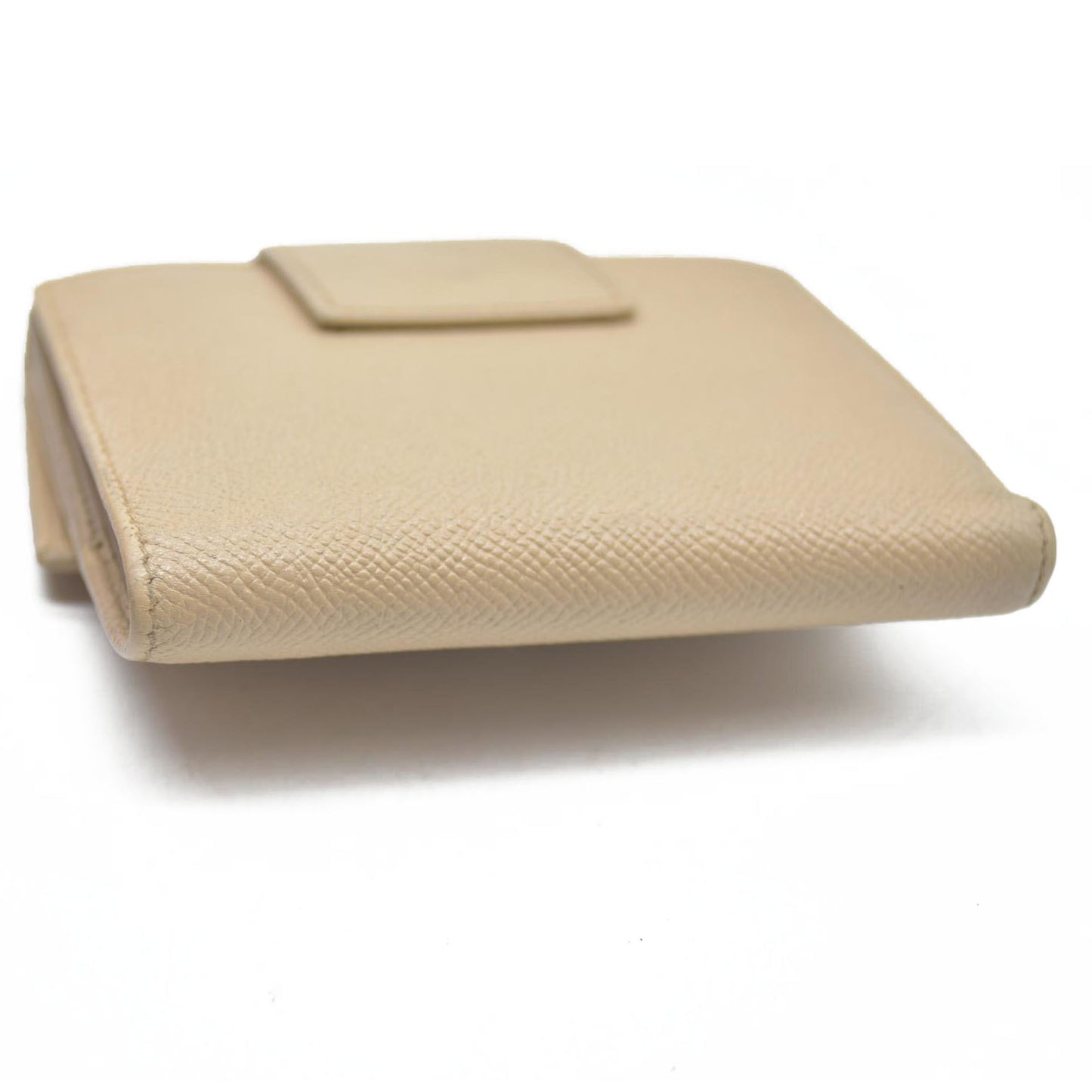 AUCTION $640 BVLGARI BVLGARIBVLGARI Leather Bifold Wallet Beige
