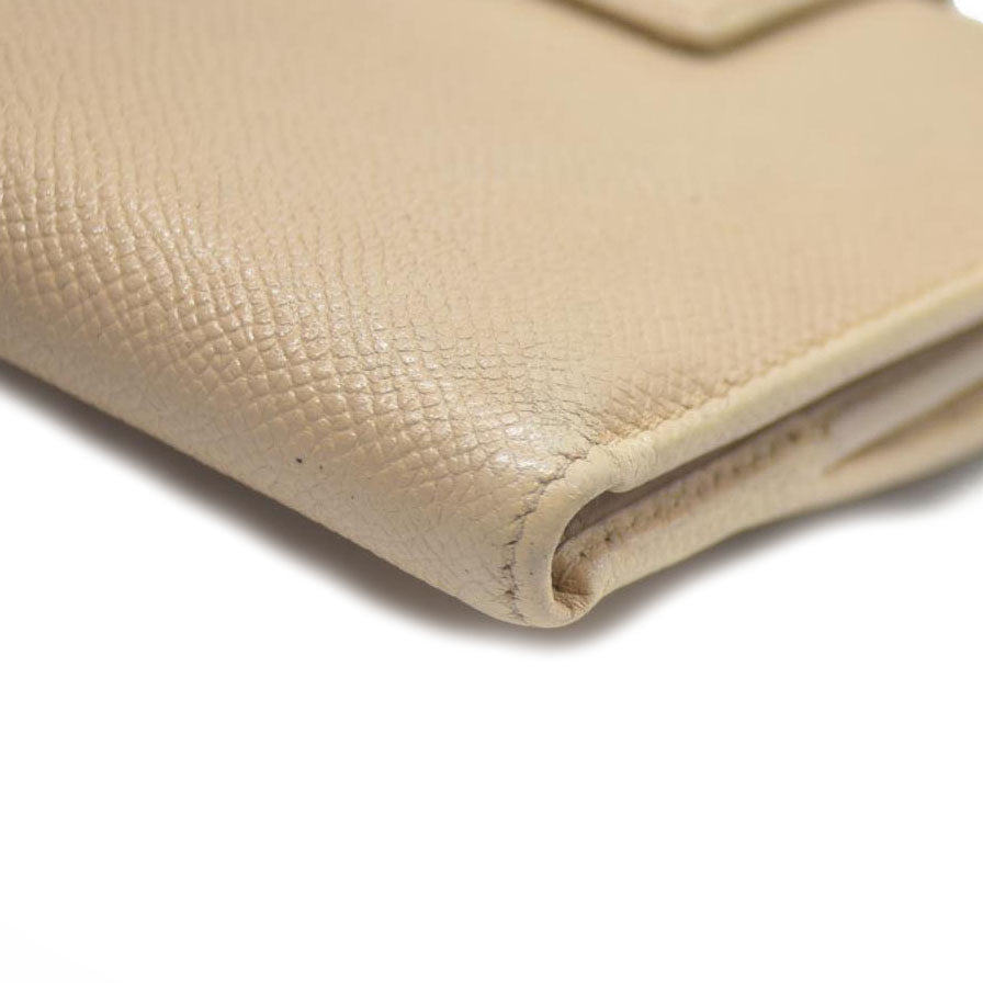 AUCTION $640 BVLGARI BVLGARIBVLGARI Leather Bifold Wallet Beige