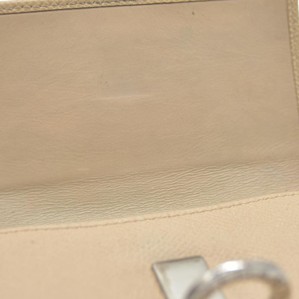AUCTION $640 BVLGARI BVLGARIBVLGARI Leather Bifold Wallet Beige