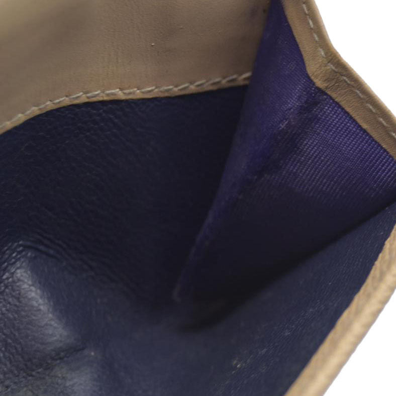 AUCTION $640 BVLGARI BVLGARIBVLGARI Leather Bifold Wallet Beige