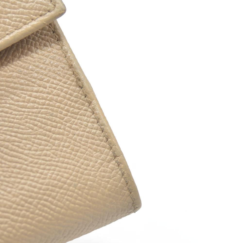 AUCTION $640 BVLGARI BVLGARIBVLGARI Leather Bifold Wallet Beige