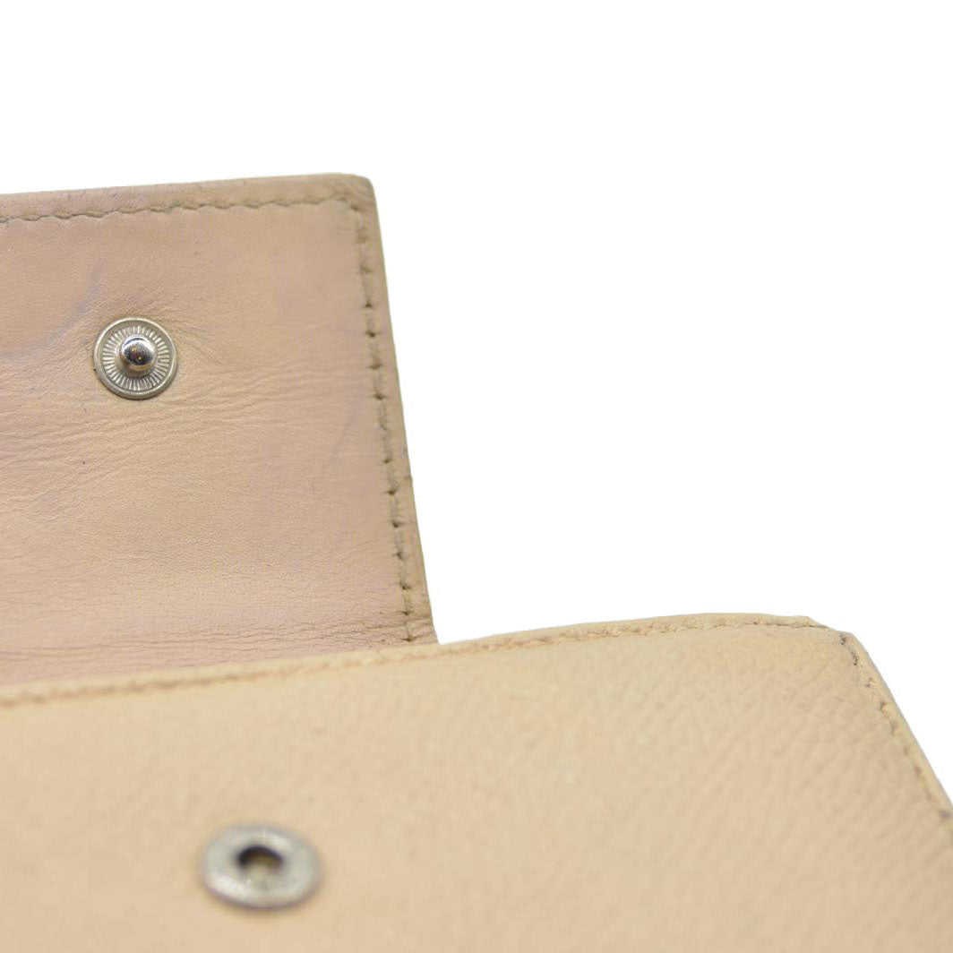 AUCTION $640 BVLGARI BVLGARIBVLGARI Leather Bifold Wallet Beige