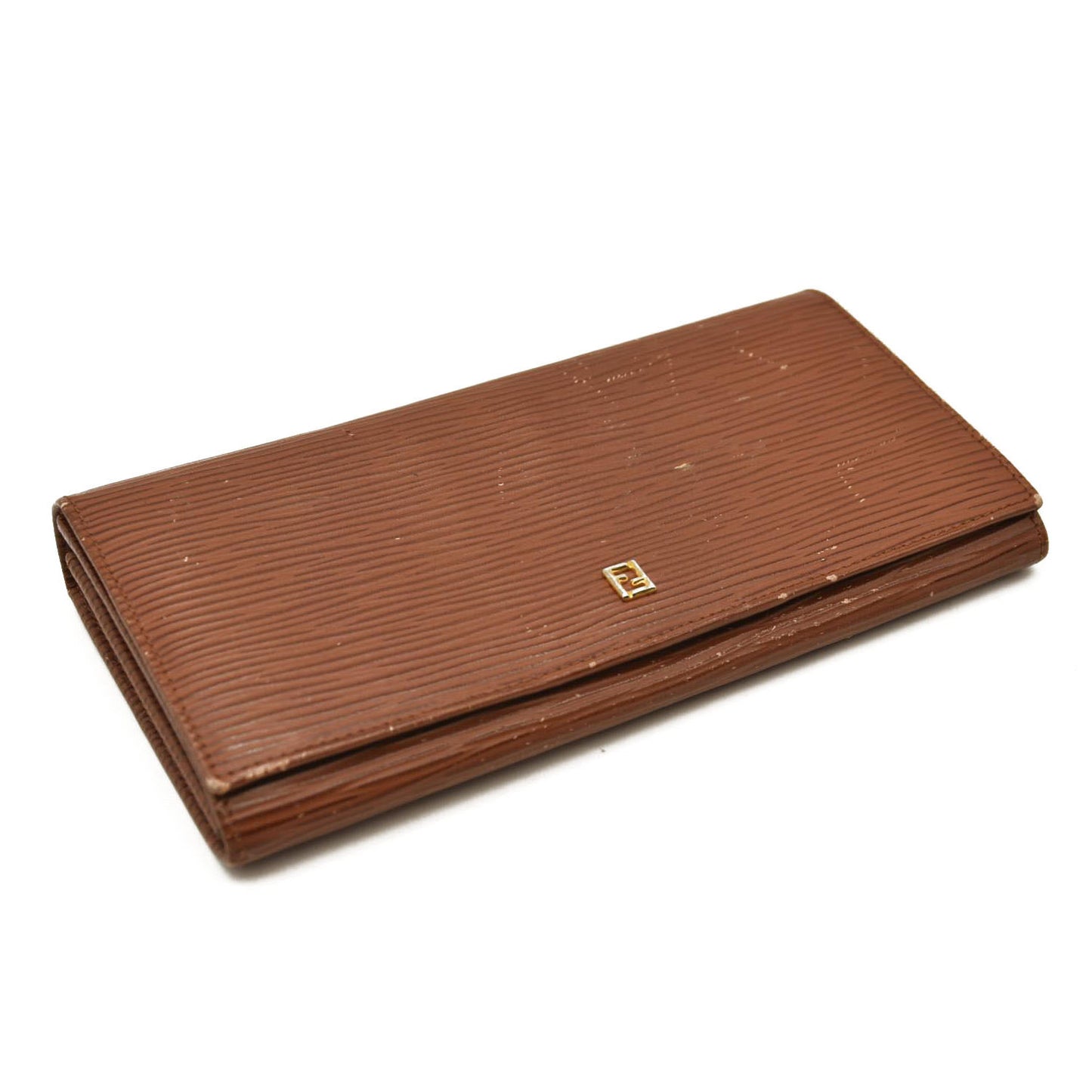 FENDI Vintage Long Wallet Leather Brown