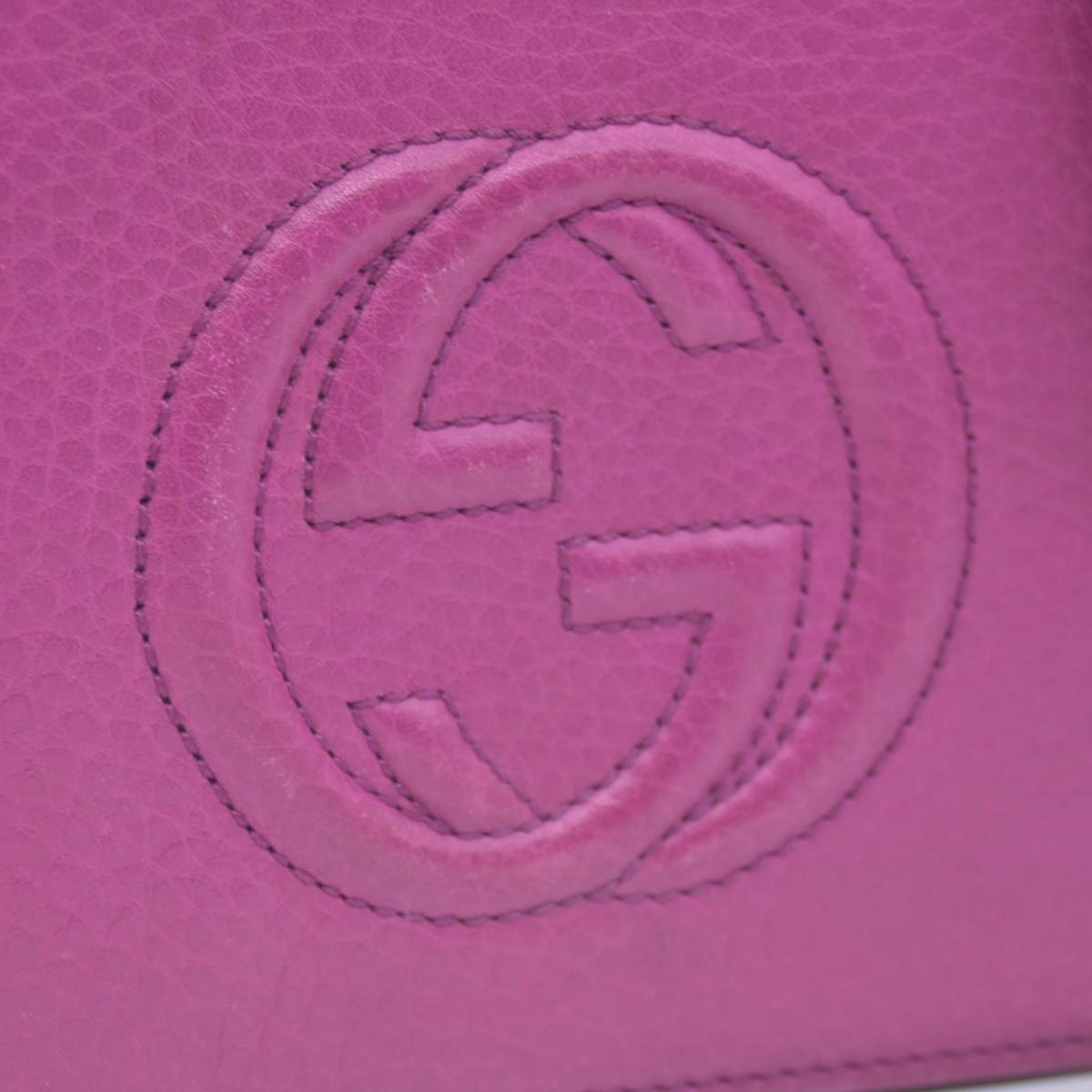 $850 Gucci Pebbled Calfskin Soho Wallet On Chain Fuchsia CONSIGNMENT
