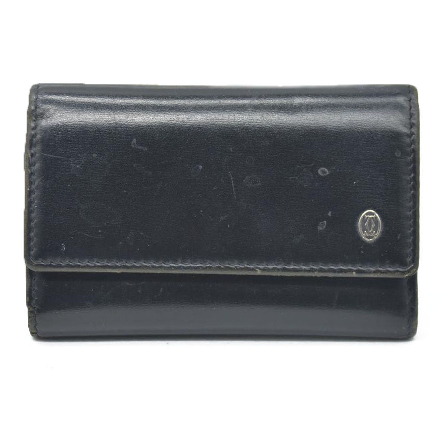 AUCTION $390 Pasha de Cartier Leather 6 Ring Key Case Black