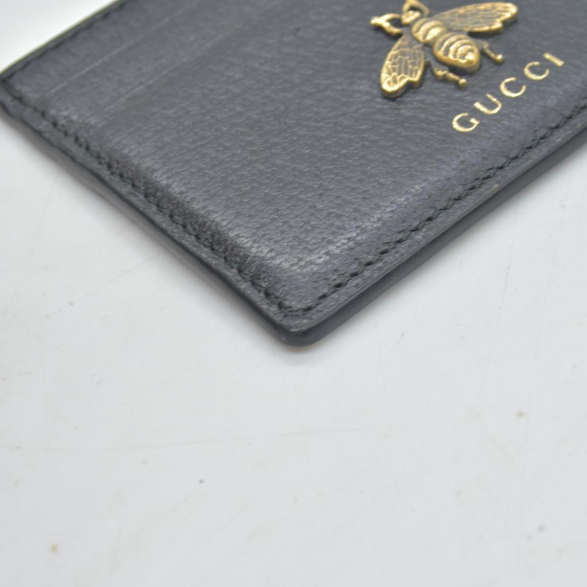Gucci Pebbled Calfskin Animalier Card Holder Black CONSIGNMENT
