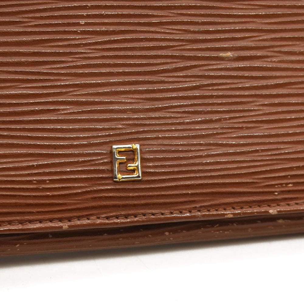 FENDI Vintage Long Wallet Leather Brown