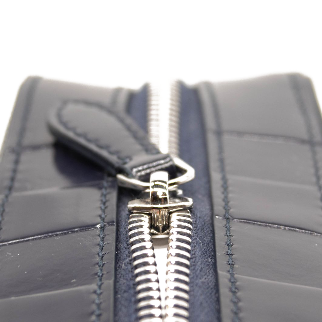 NEW Burberry Paddy Check Embossed Leather Charcoal Blue