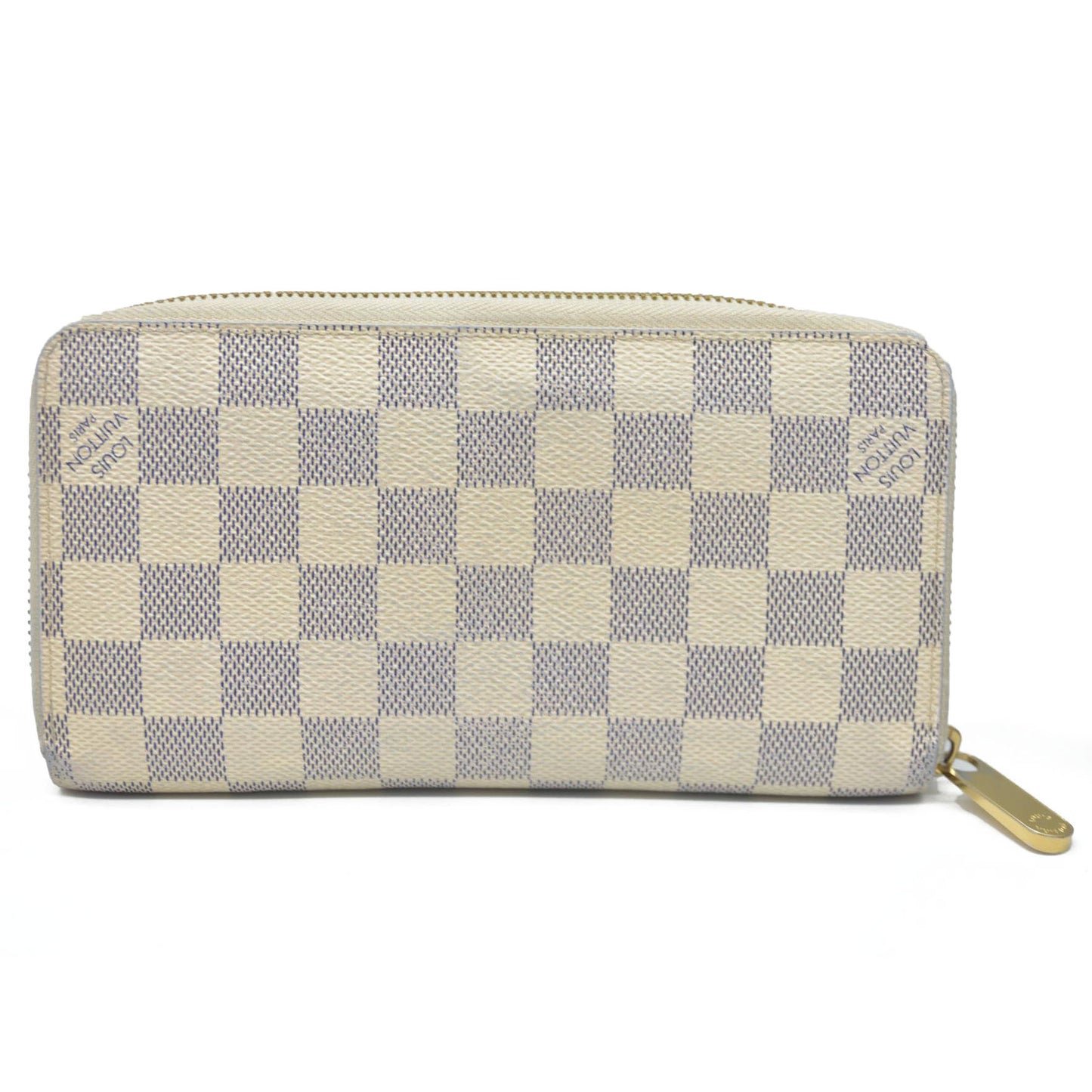 AUCTION $915 Louis Vuitton Damier Azur Zippy Zip Around Long Wallet Purse White CA1172