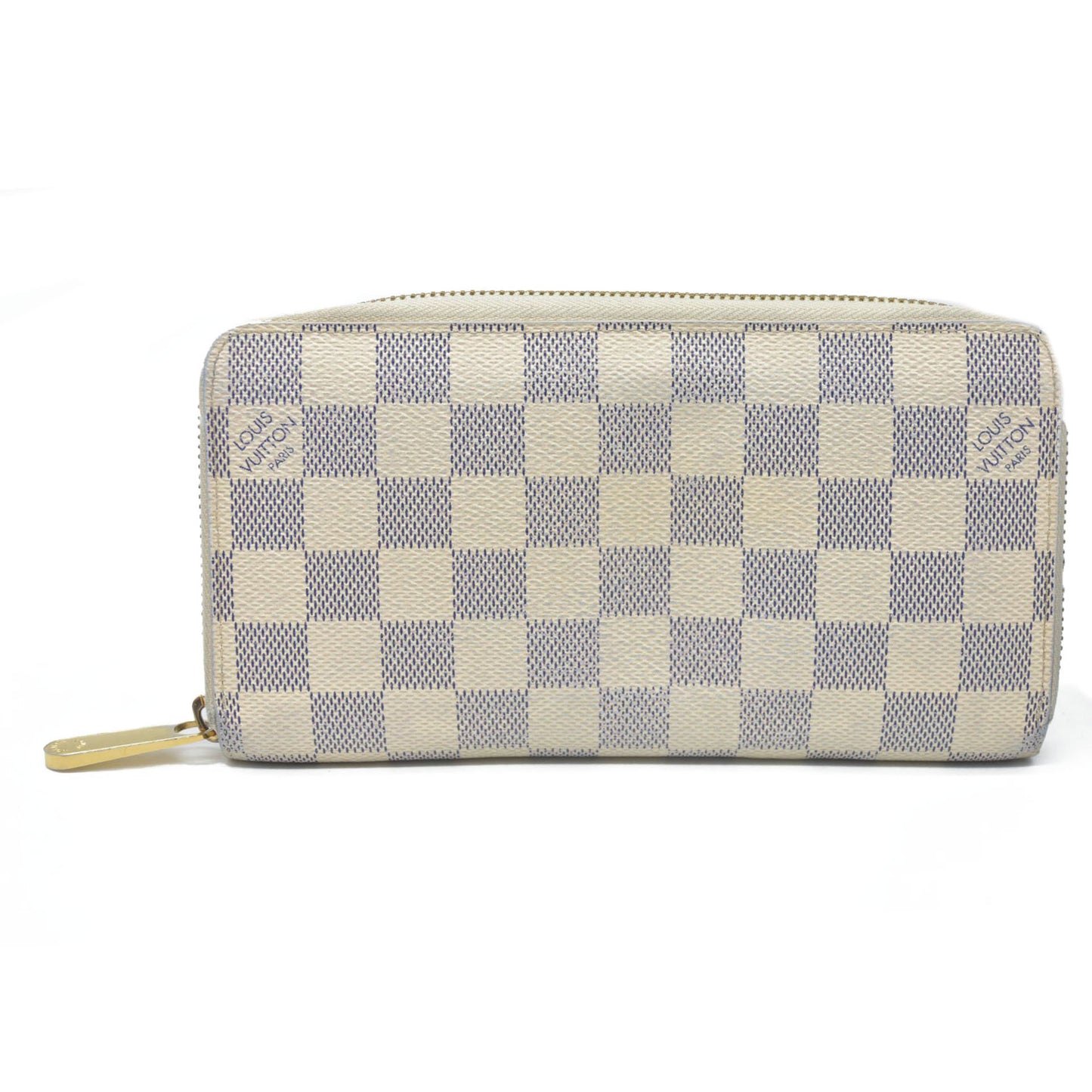 AUCTION $915 Louis Vuitton Damier Azur Zippy Zip Around Long Wallet Purse White CA1172