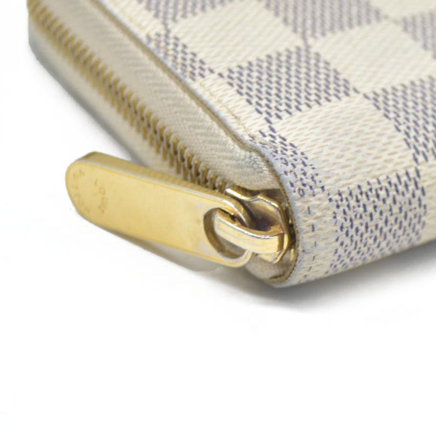 AUCTION $915 Louis Vuitton Damier Azur Zippy Zip Around Long Wallet Purse White CA1172