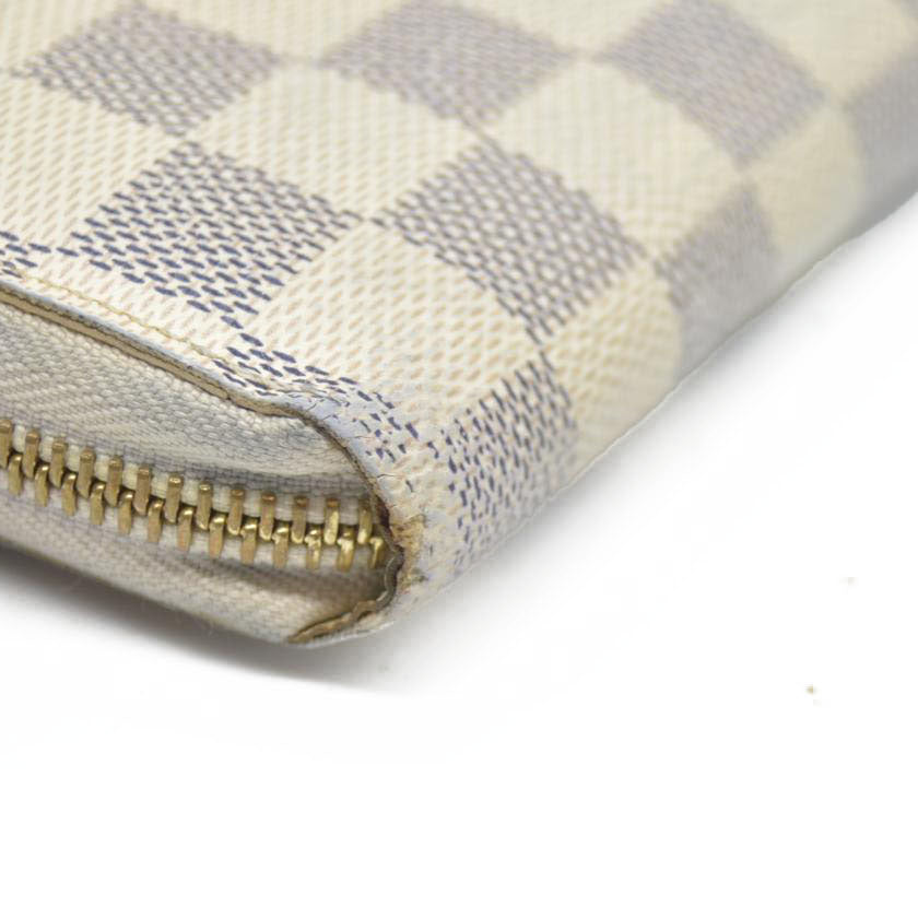 AUCTION $915 Louis Vuitton Damier Azur Zippy Zip Around Long Wallet Purse White CA1172