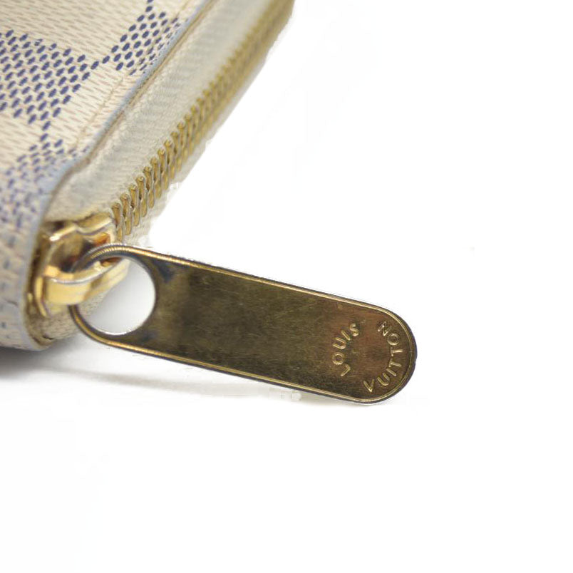 AUCTION $915 Louis Vuitton Damier Azur Zippy Zip Around Long Wallet Purse White CA1172