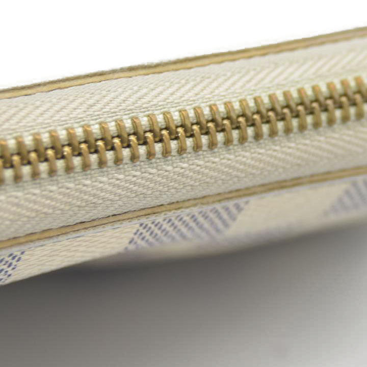 AUCTION $915 Louis Vuitton Damier Azur Zippy Zip Around Long Wallet Purse White CA1172