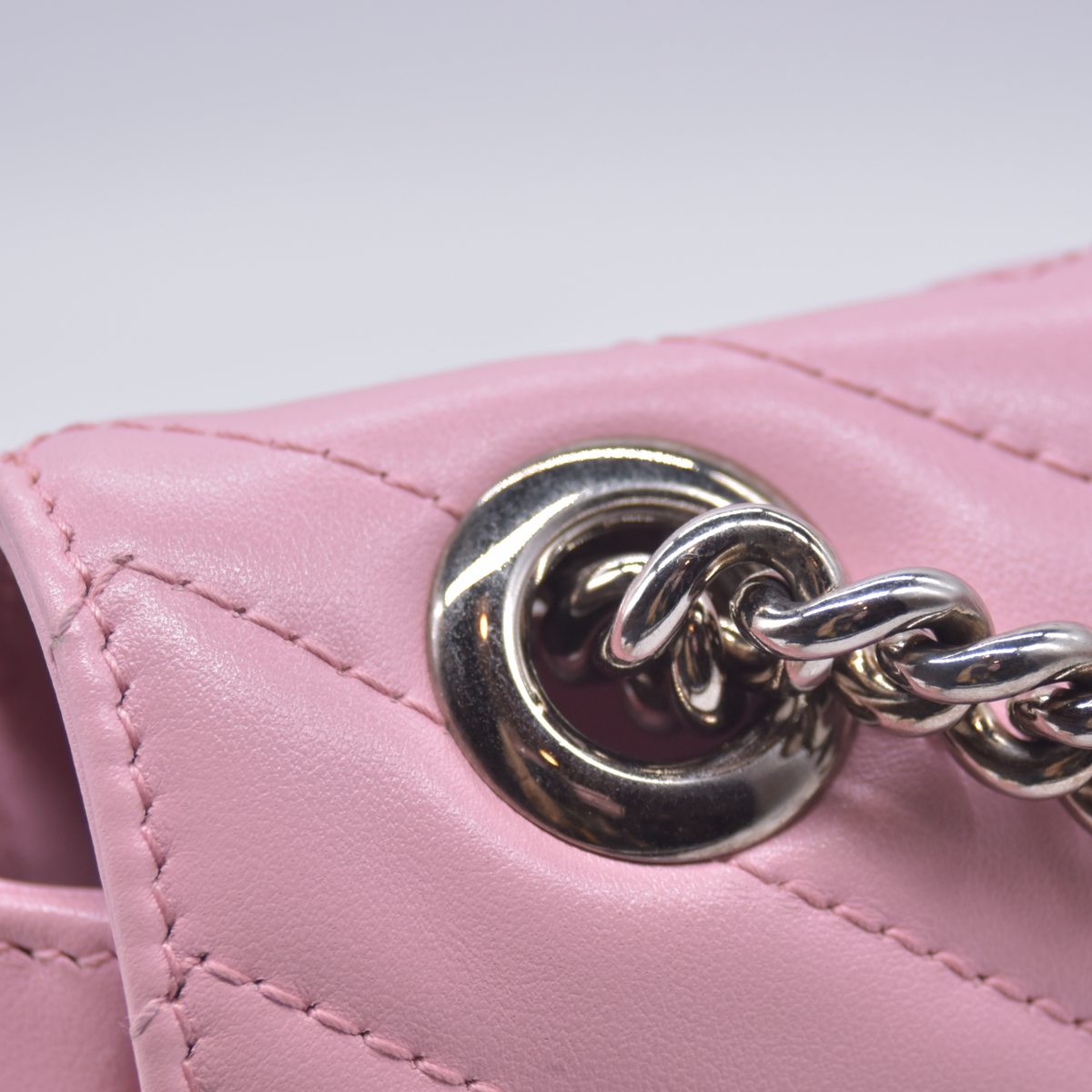 $2850 Gucci Calfskin Matelasse Small GG Marmont Shoulder Bag Wild Rose CONSIGNMENT 10021307