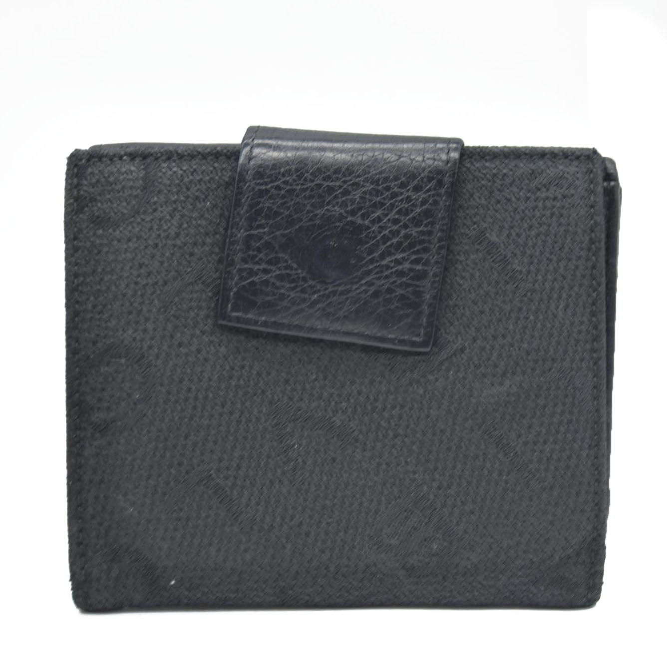AUCTION $590 BVLGARI Logo Mania Canvas Leather Bifold Wallet Black