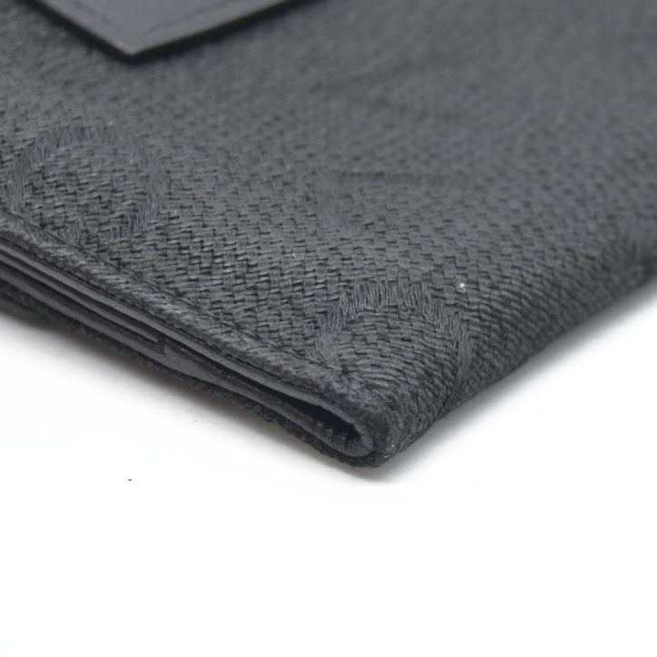 AUCTION $590 BVLGARI Logo Mania Canvas Leather Bifold Wallet Black