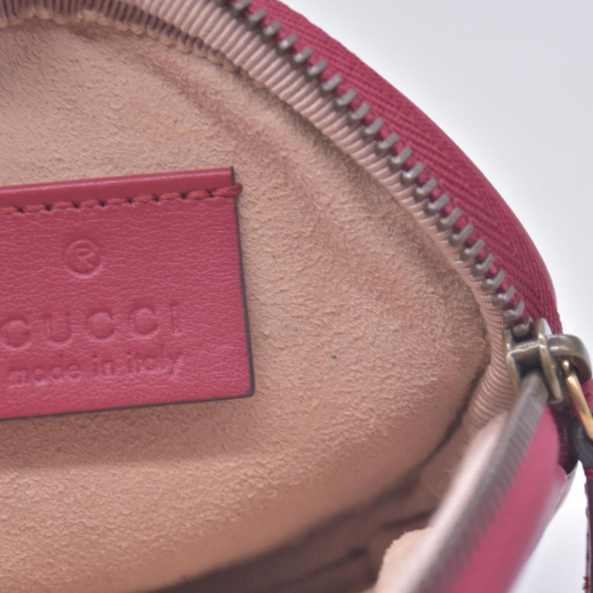 $1450 Gucci Glazed Calfskin Matelasse Heart Mini GG Marmont Round Pouch Romantic Cerise CONSIGNMENT