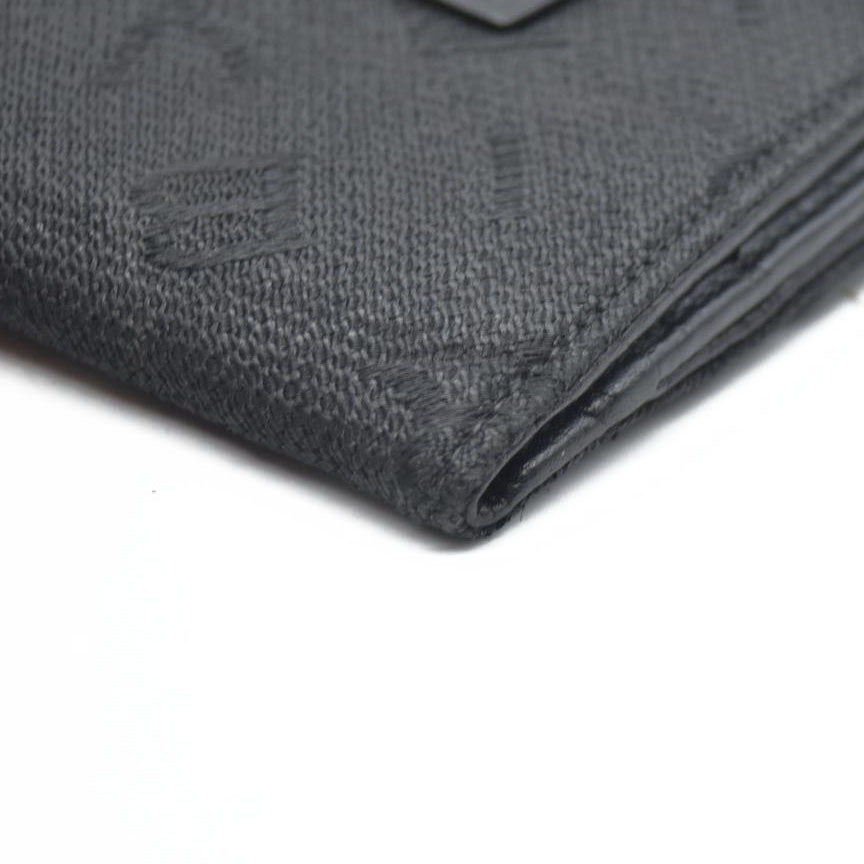 AUCTION $590 BVLGARI Logo Mania Canvas Leather Bifold Wallet Black