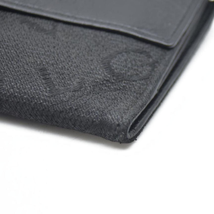 AUCTION $590 BVLGARI Logo Mania Canvas Leather Bifold Wallet Black