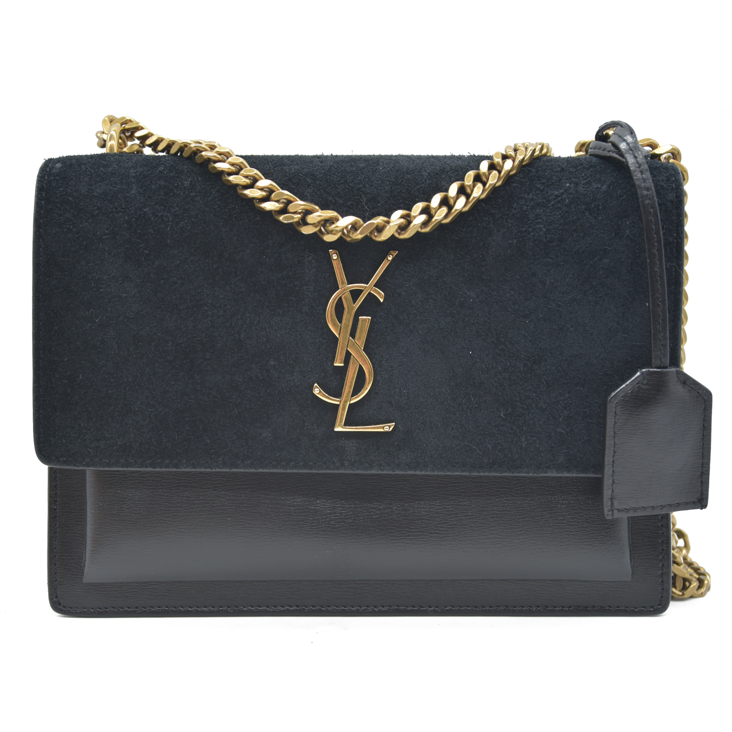 $2800 Saint Laurent Suede Calfskin Medium Monogram Sunset Black Gold YSL