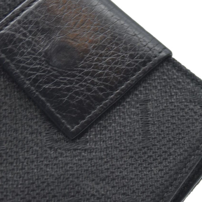 AUCTION $590 BVLGARI Logo Mania Canvas Leather Bifold Wallet Black