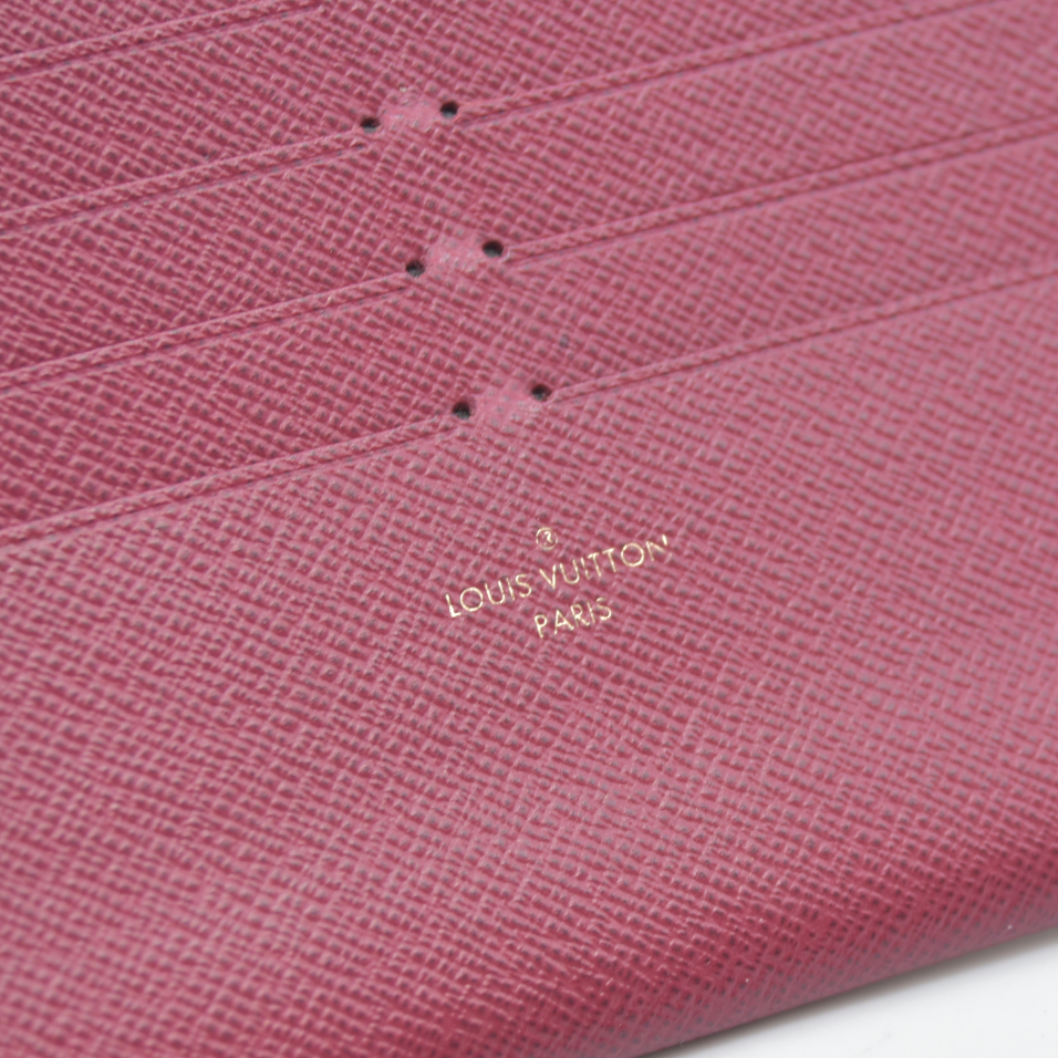 AUCTION Louis Vuitton  Calfskin Pochette Felicie Card Holder Insert Fuchsia