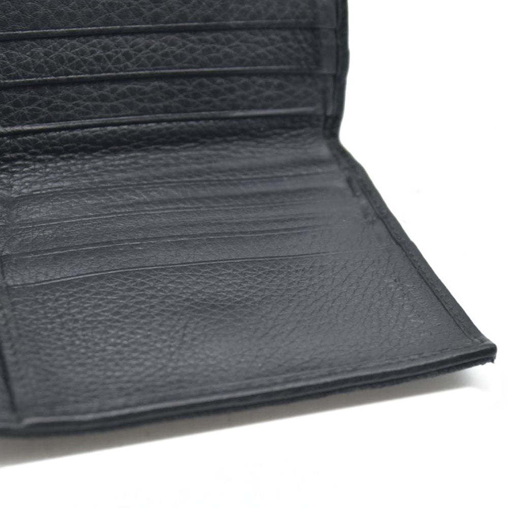AUCTION $590 BVLGARI Logo Mania Canvas Leather Bifold Wallet Black