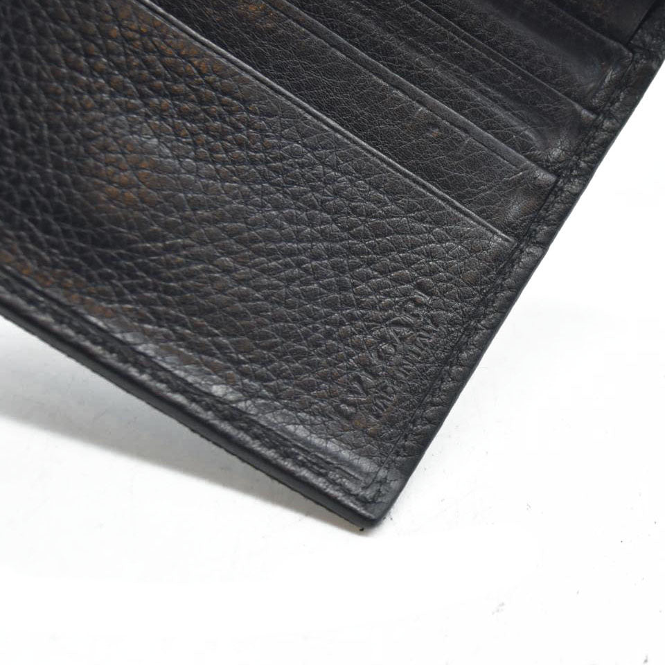 AUCTION $590 BVLGARI Logo Mania Canvas Leather Bifold Wallet Black