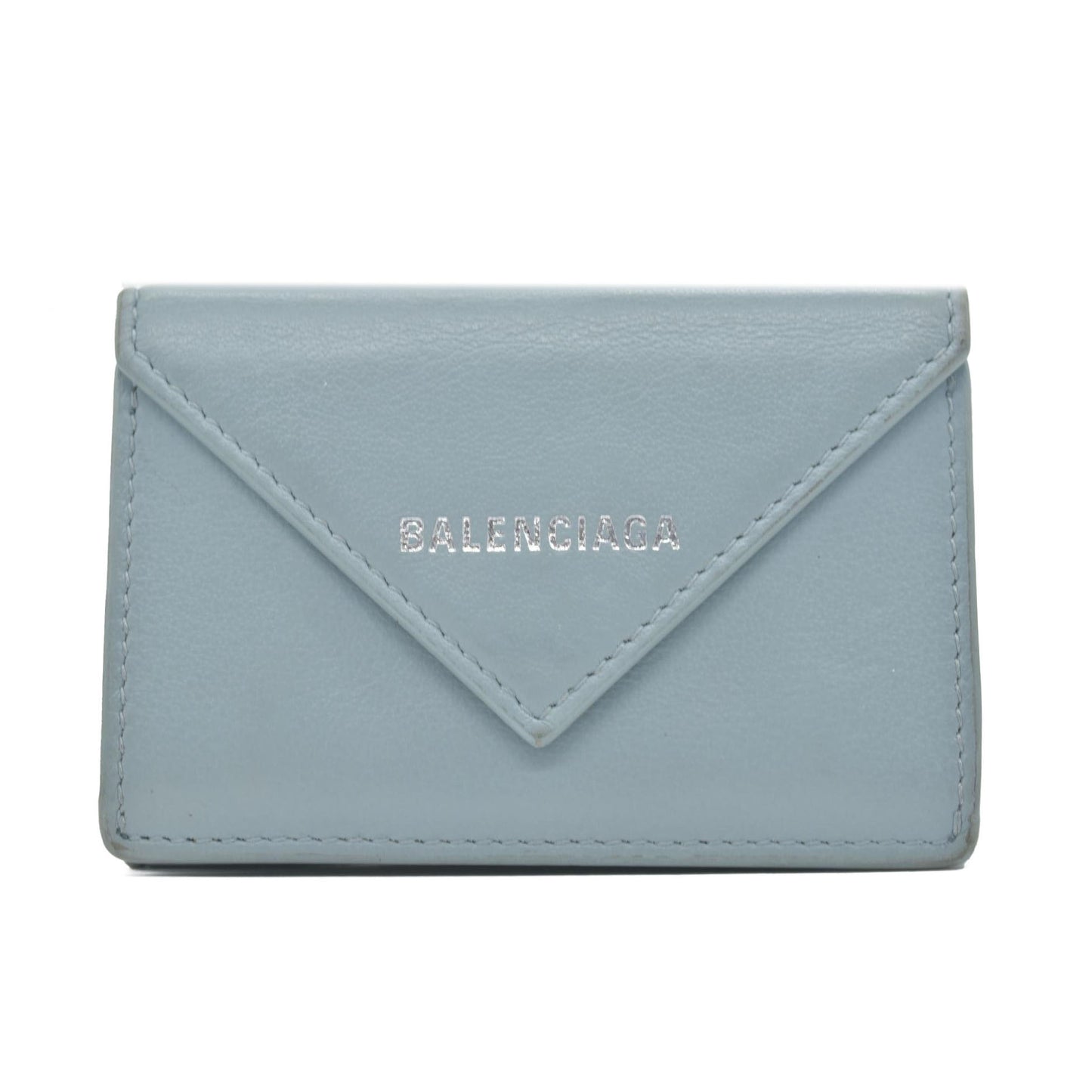 Balenciaga Leather Compact Wallet Blue CONSIGNMENT