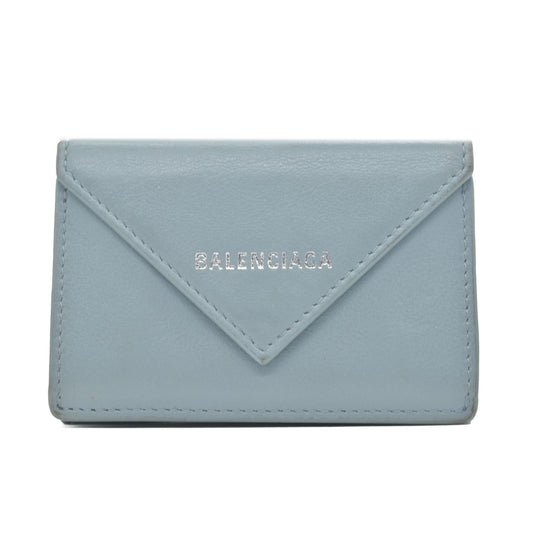 Balenciaga Leather Compact Wallet Blue CONSIGNMENT