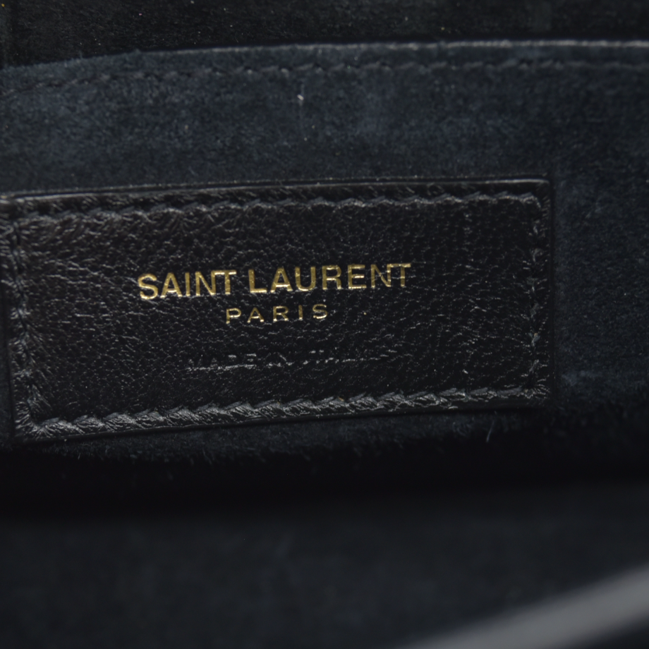 $2800 Saint Laurent Suede Calfskin Medium Monogram Sunset Black Gold YSL