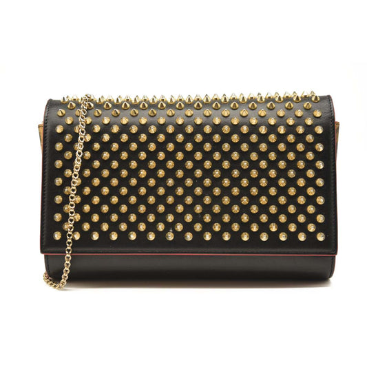 CHRISTIAN LOUBOUTIN  Paloma Studded Leather Chain Clutch Bag Black