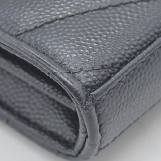 $1600 Saint Laurent Grain De Poudre Matelasse Chevron Monogram Envelope Chain Wallet Black