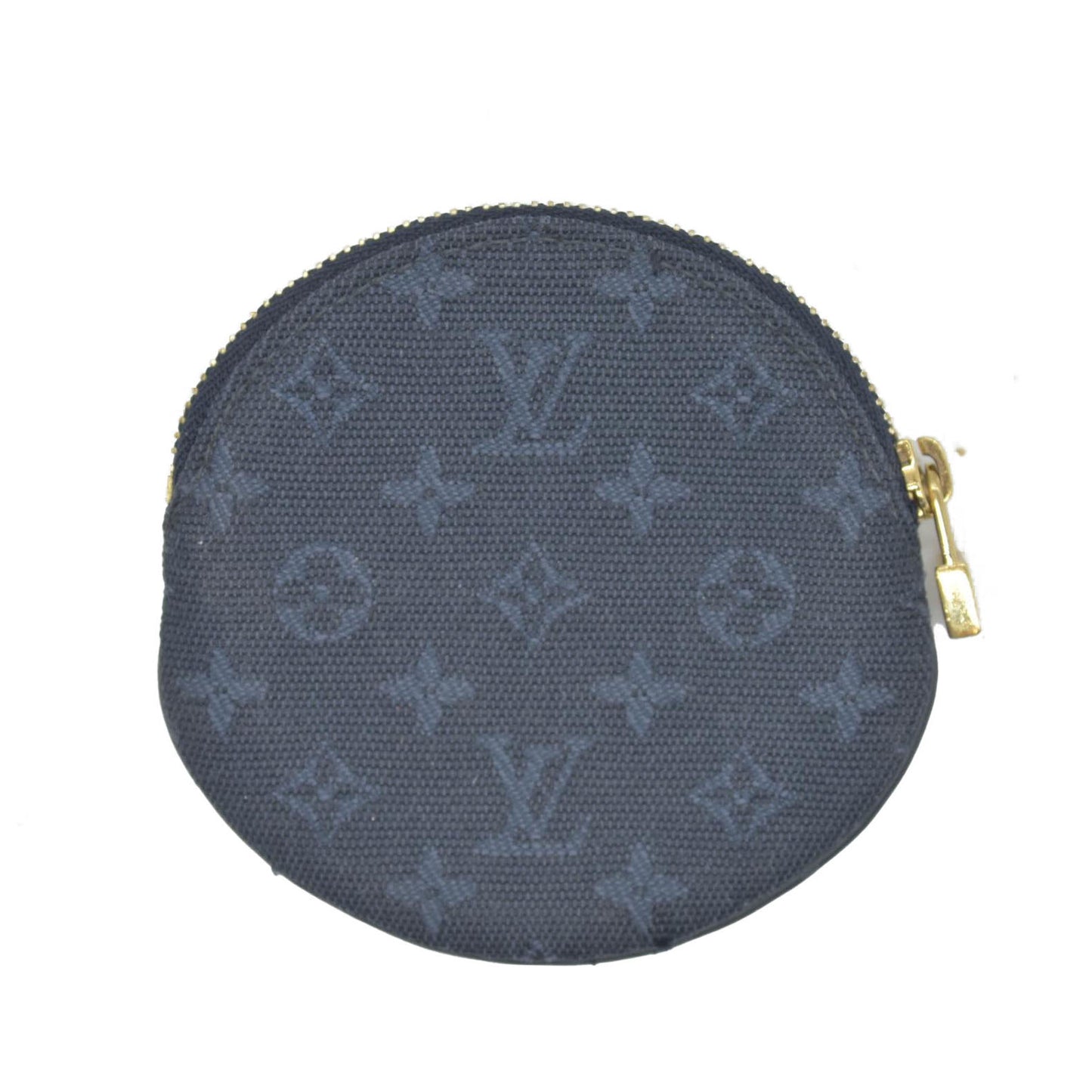 LOUIS VUITTON Round Coin Mini Lin Zippy Wallet Dark Blue CONSIGNMENT