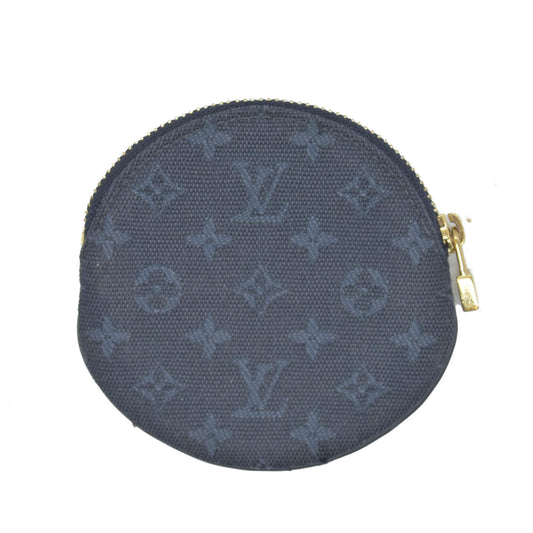 LOUIS VUITTON Round Coin Mini Lin Zippy Wallet Dark Blue CONSIGNMENT