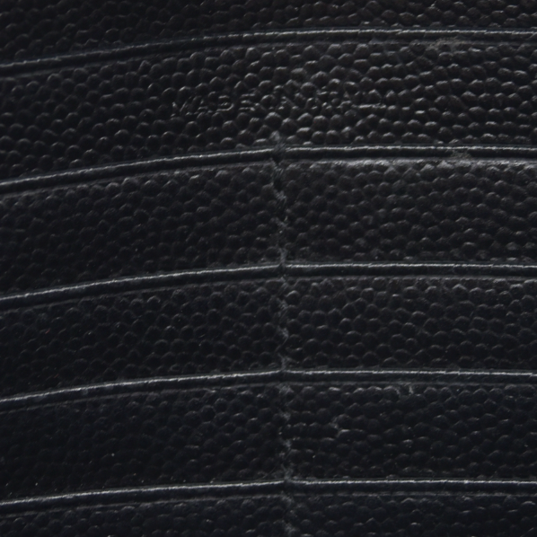 $1600 Saint Laurent Grain De Poudre Matelasse Chevron Monogram Envelope Chain Wallet Black
