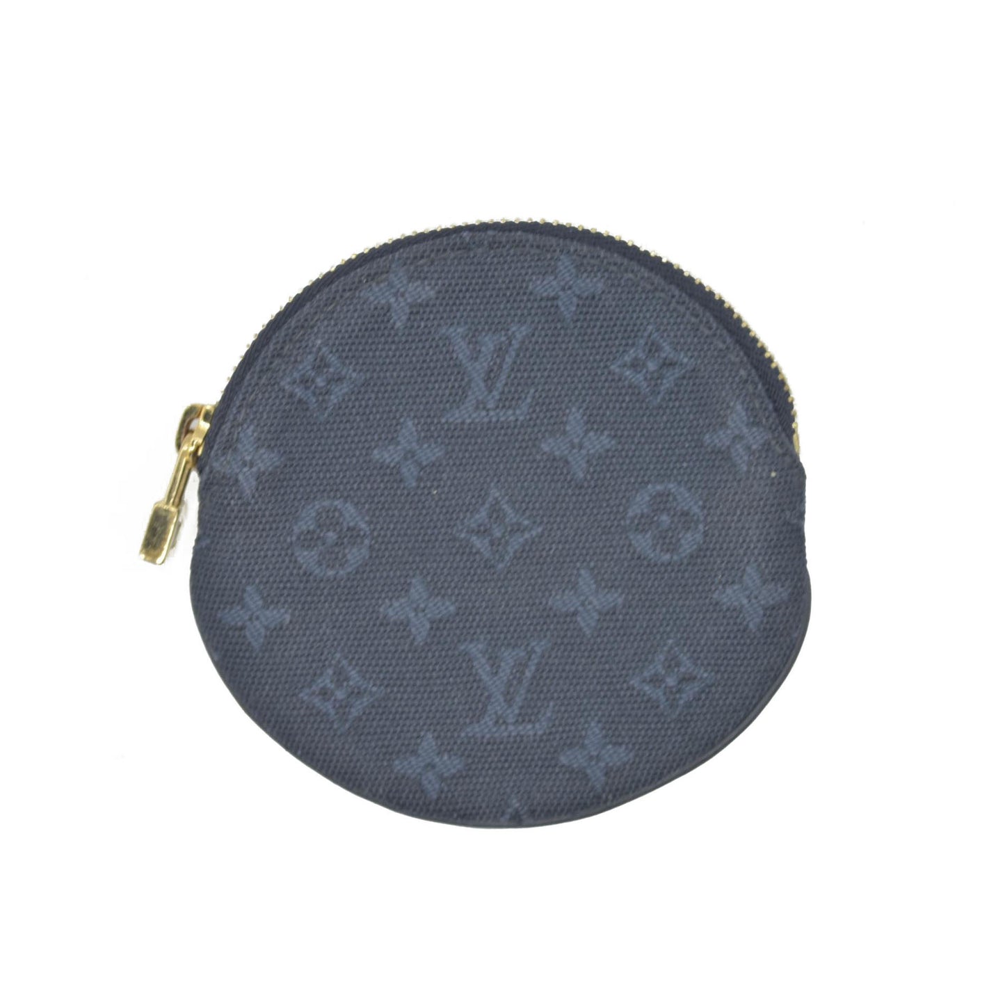 LOUIS VUITTON Round Coin Mini Lin Zippy Wallet Dark Blue CONSIGNMENT
