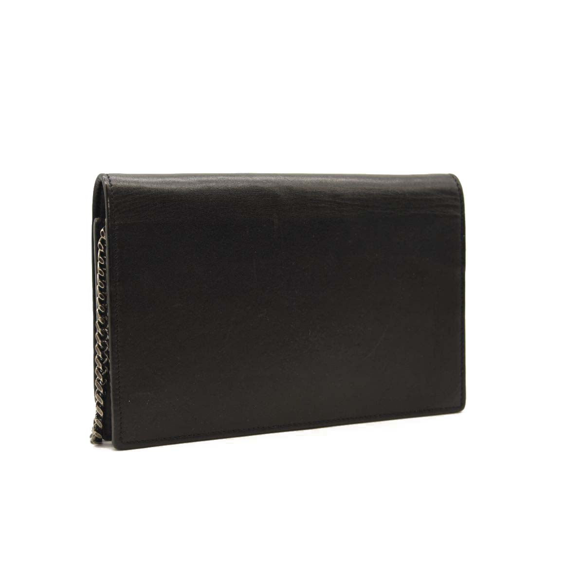 Saint Laurent Smooth Calfskin Classic Monogram Pins Kate Tassel Chain Wallet Black