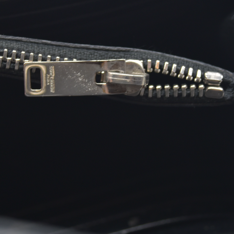 $1600 Saint Laurent Grain De Poudre Matelasse Chevron Monogram Envelope Chain Wallet Black