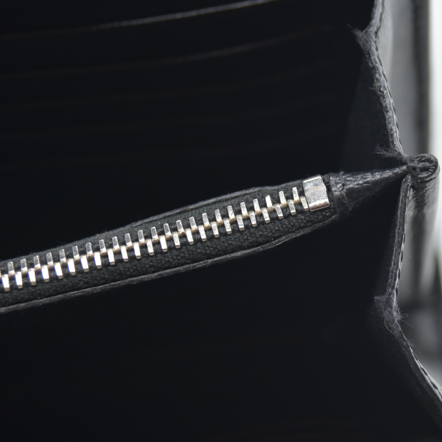 $1600 Saint Laurent Grain De Poudre Matelasse Chevron Monogram Envelope Chain Wallet Black