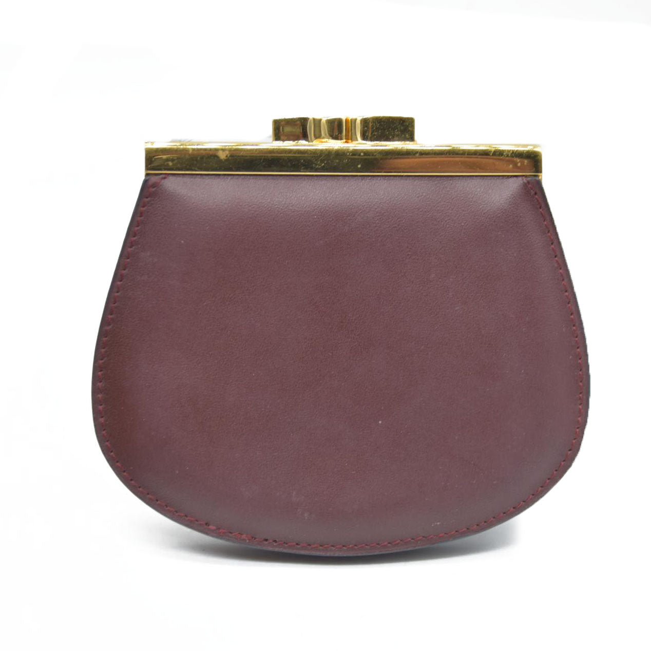 AUCTION $620 Must de Cartier Leather Coin Purse Wallet Bordeaux