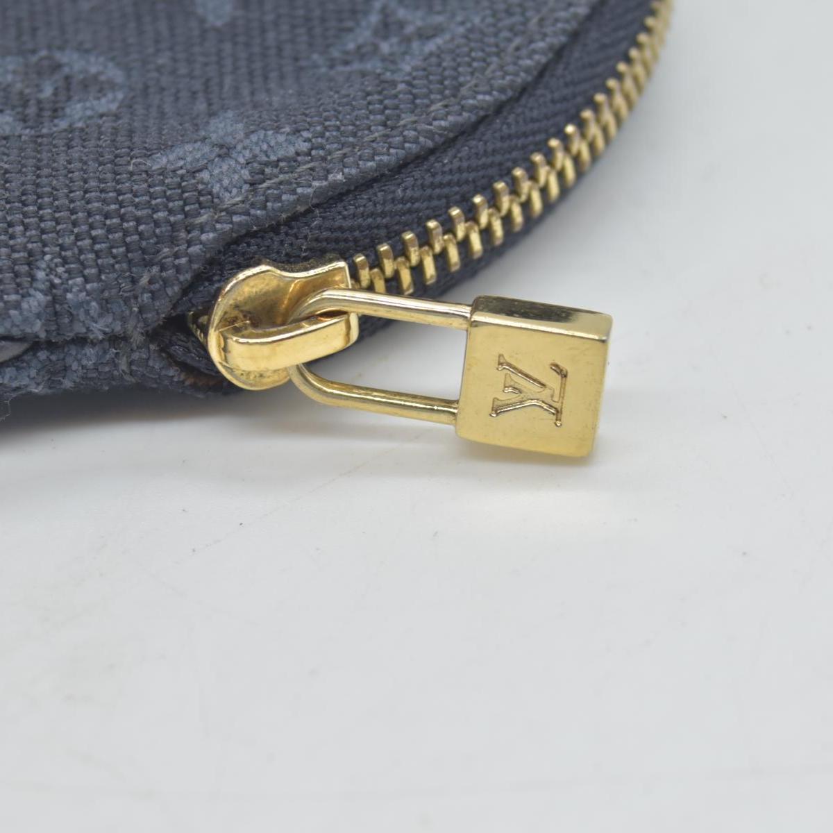 LOUIS VUITTON Round Coin Mini Lin Zippy Wallet Dark Blue CONSIGNMENT
