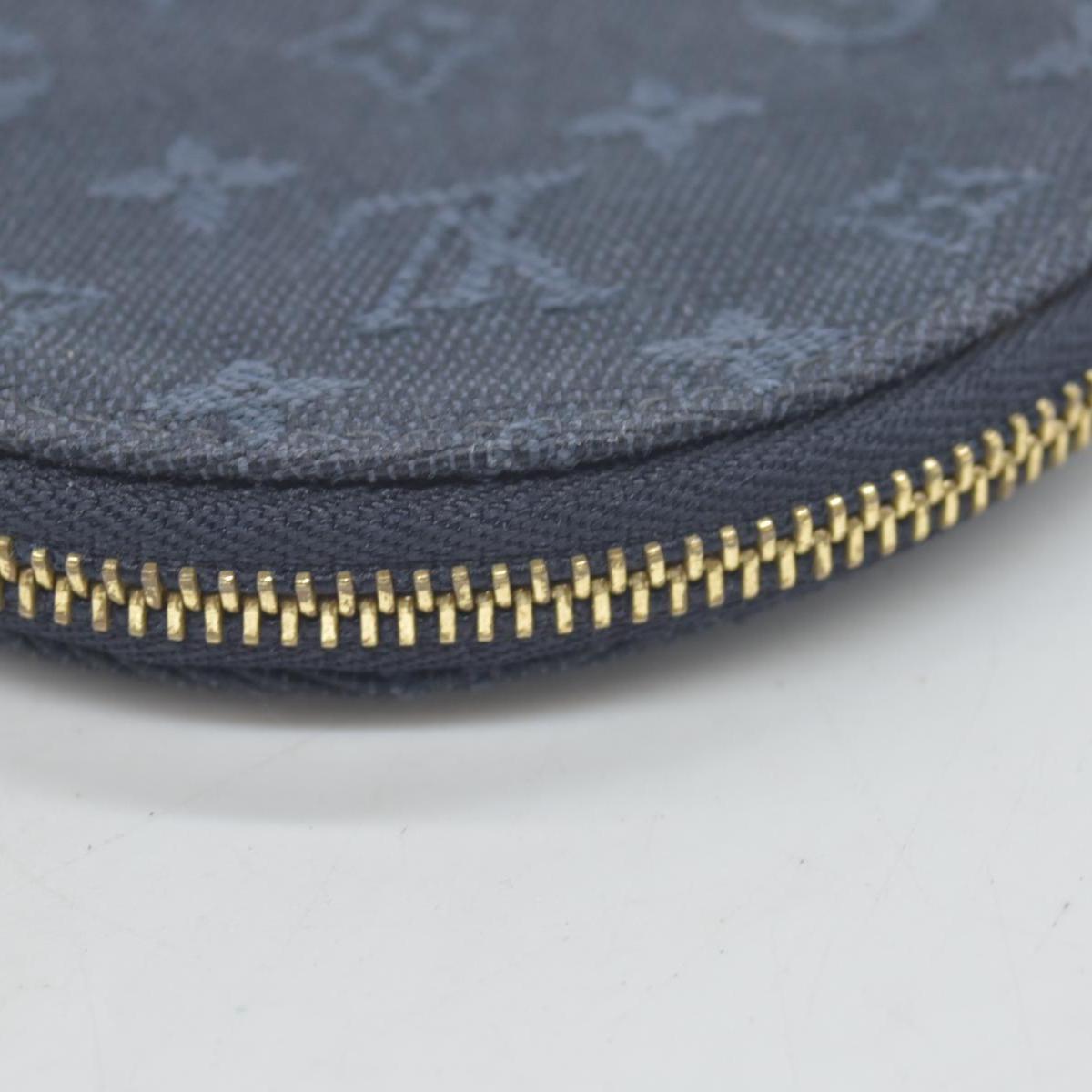LOUIS VUITTON Round Coin Mini Lin Zippy Wallet Dark Blue CONSIGNMENT