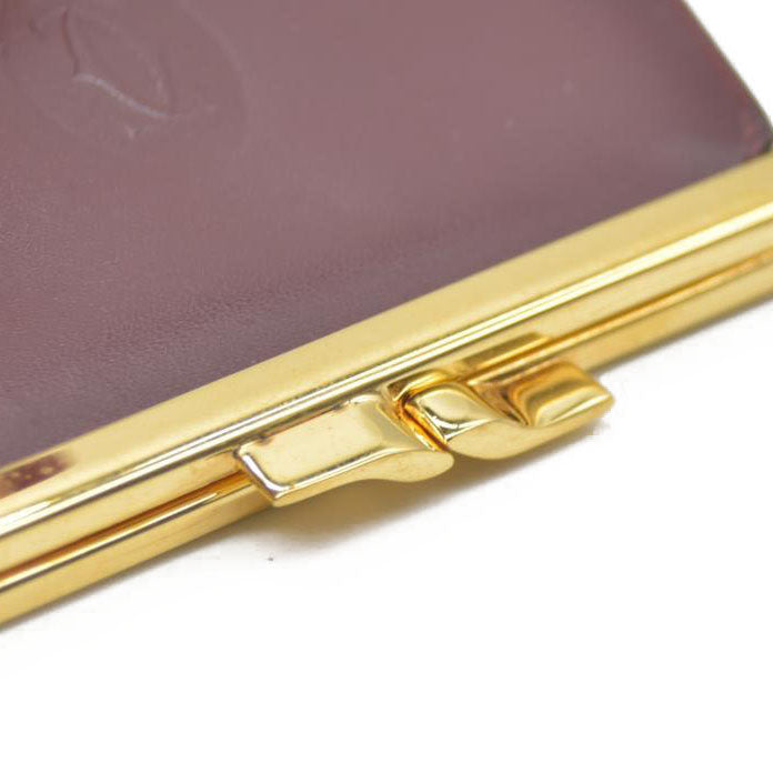 AUCTION $620 Must de Cartier Leather Coin Purse Wallet Bordeaux