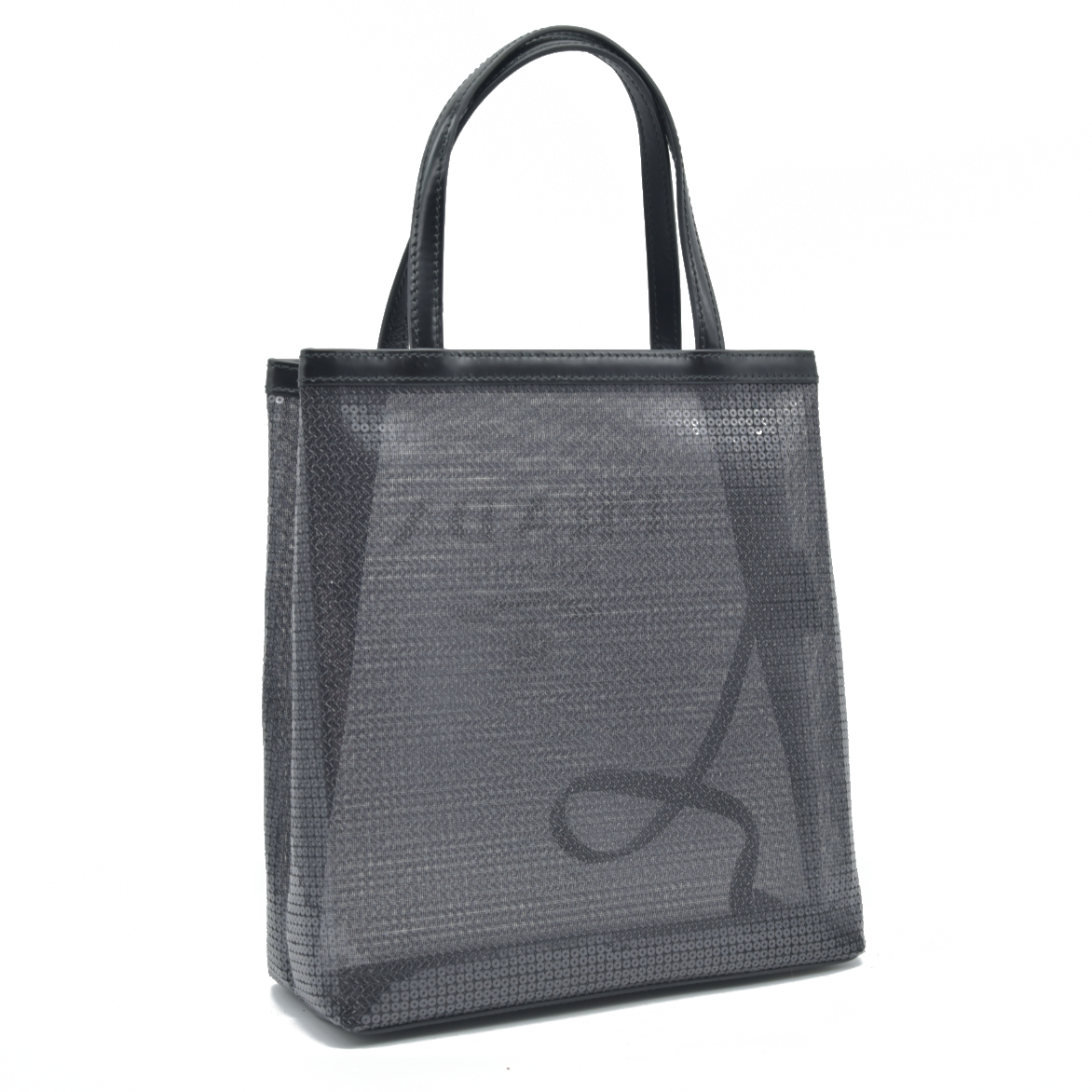 $2100 Prada Sequin Rete Paillettes Small Tote Bag Black